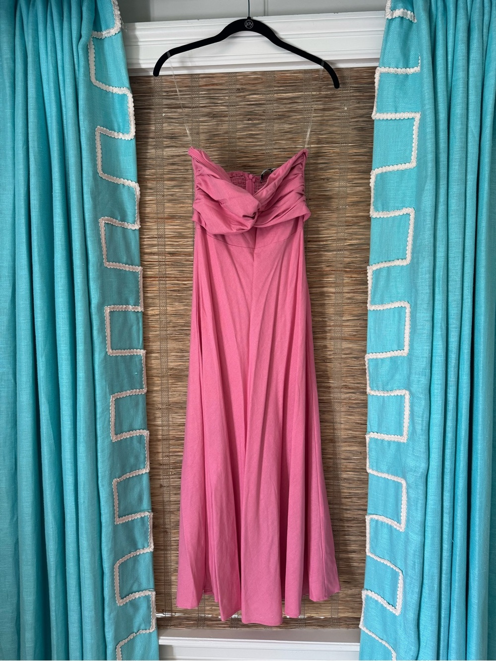 Petal & Pup Strapless Pink Maxi Dress with Twist Bodice